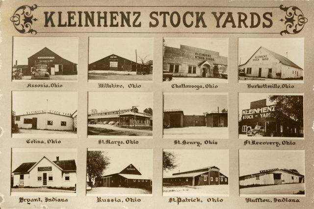 Composite photo of the various Kleinhenz stockyards buildings in various locations in Ohio. Undated. Contributed by Ned Kleinhenz